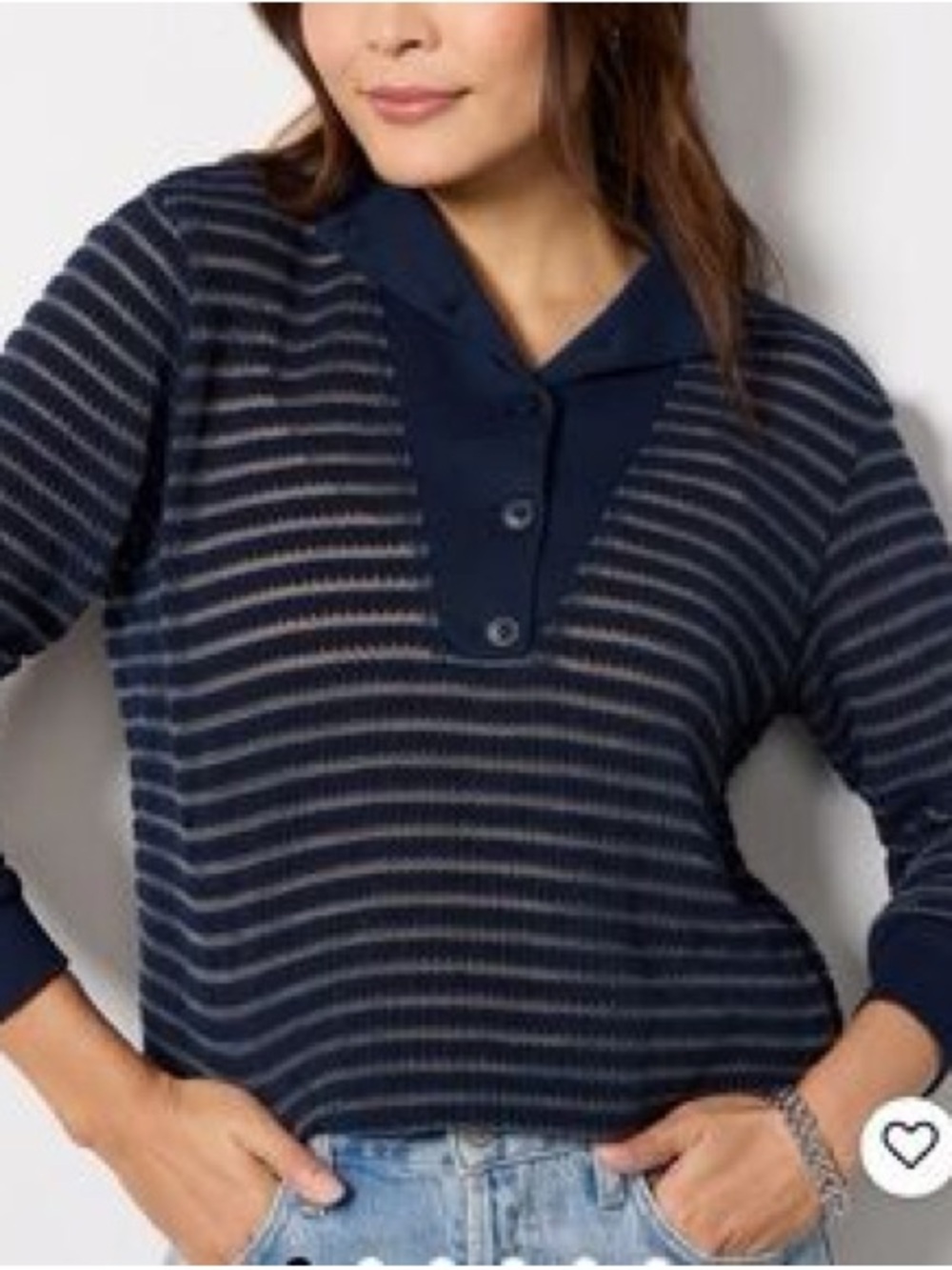 LAmade Navy Striped Shawl Collar Pullover